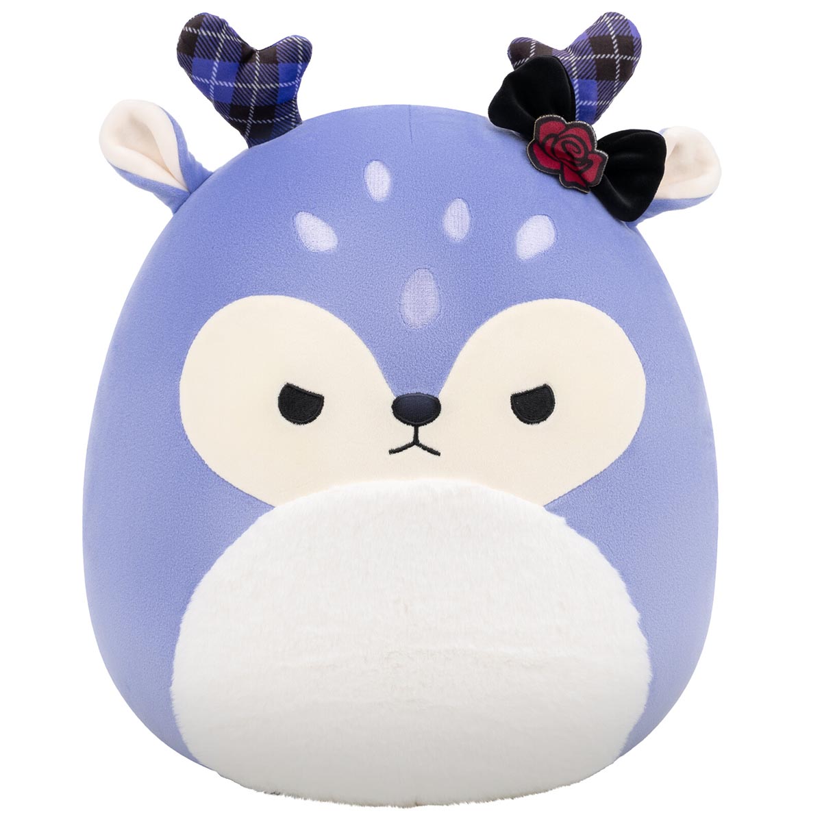 14-Inch Binoche the Purple Fawn with Plaid Antlers and Bow
