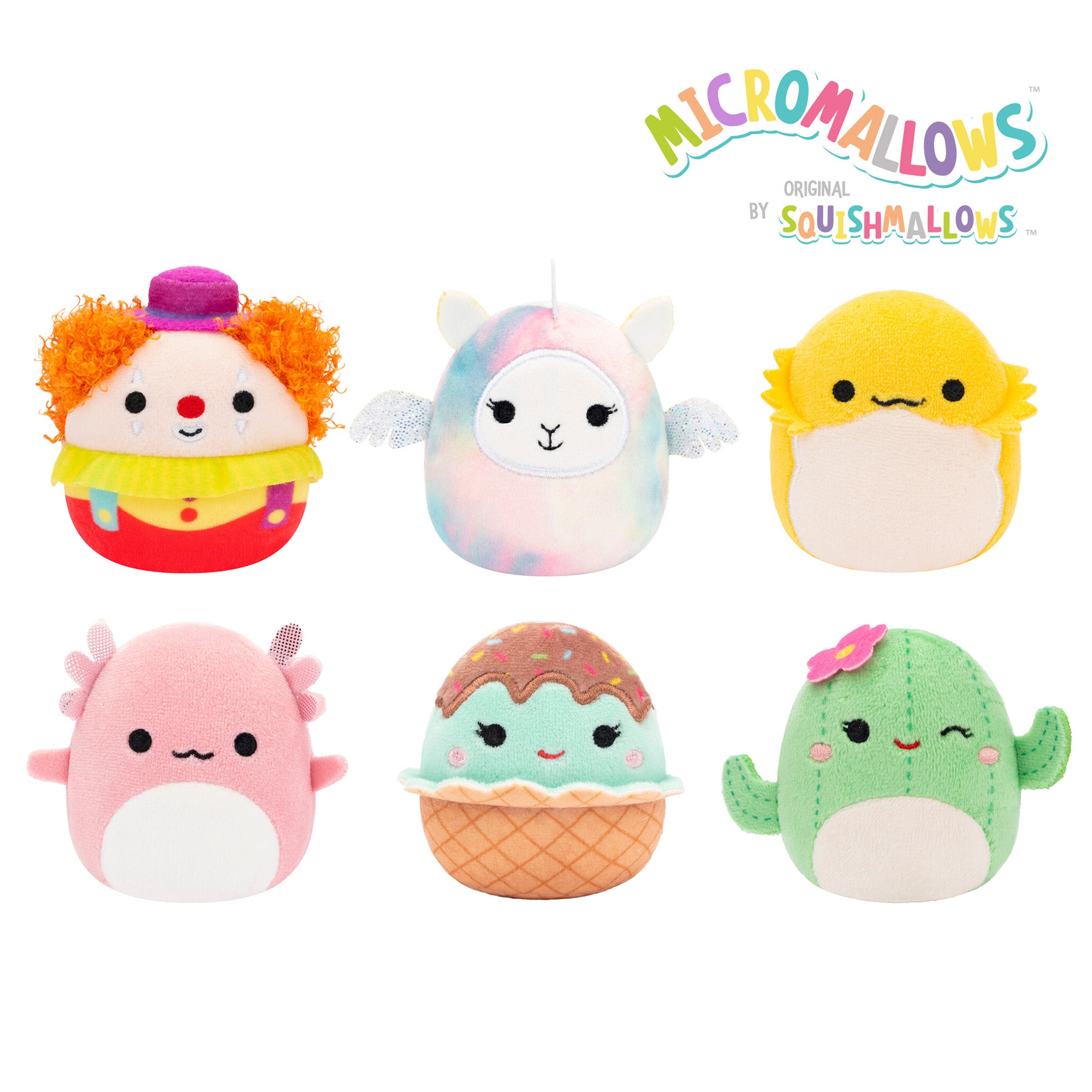 Micromallows 6-Pack ?C Archie Axolotl, Bimbi Clown, Lucy-May Llamapegacorn, Maritza Cactus, Maya Sundae, Rodry Bearded Dragon