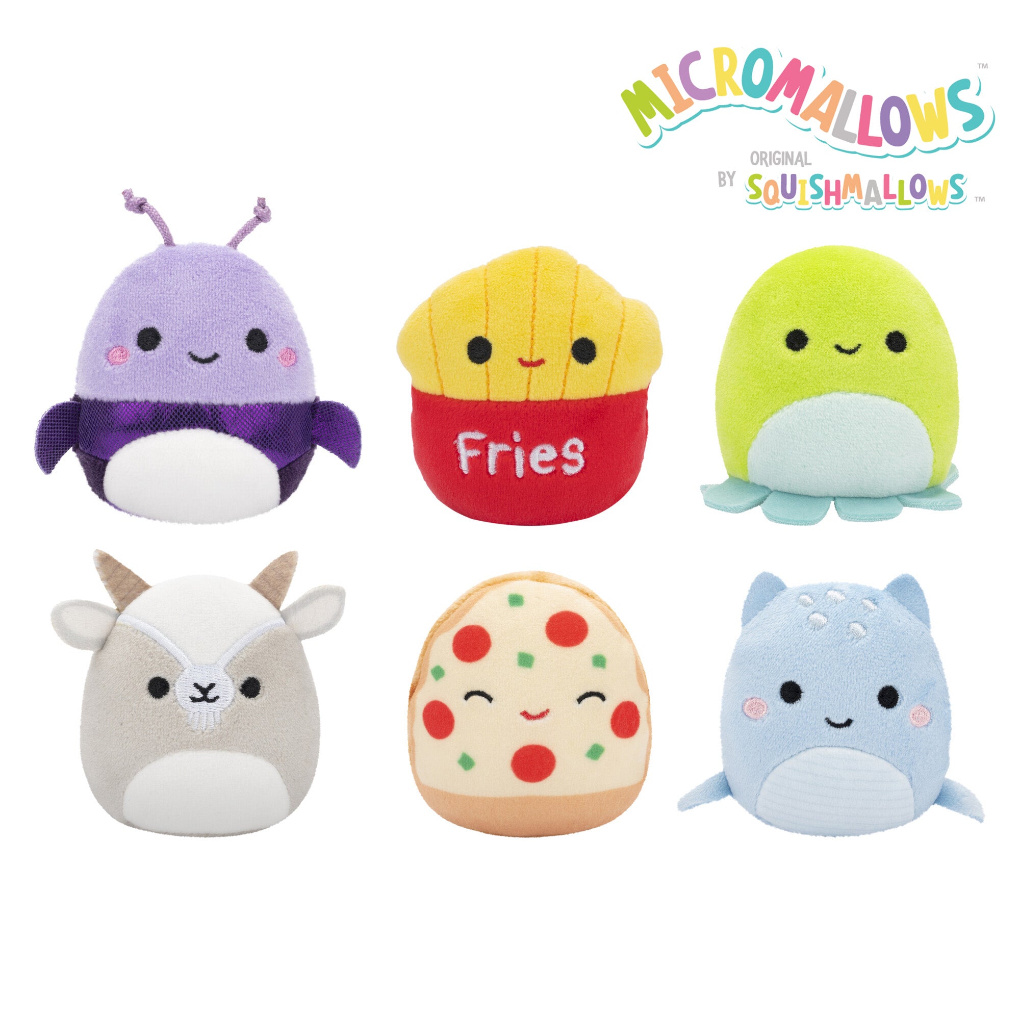 Micromallows 6-Pack ?C Axel Beetle, Lune Loch Ness Monster, Floyd French Fries, Orphie Octopus, Pep Pizza, Walker Goat
